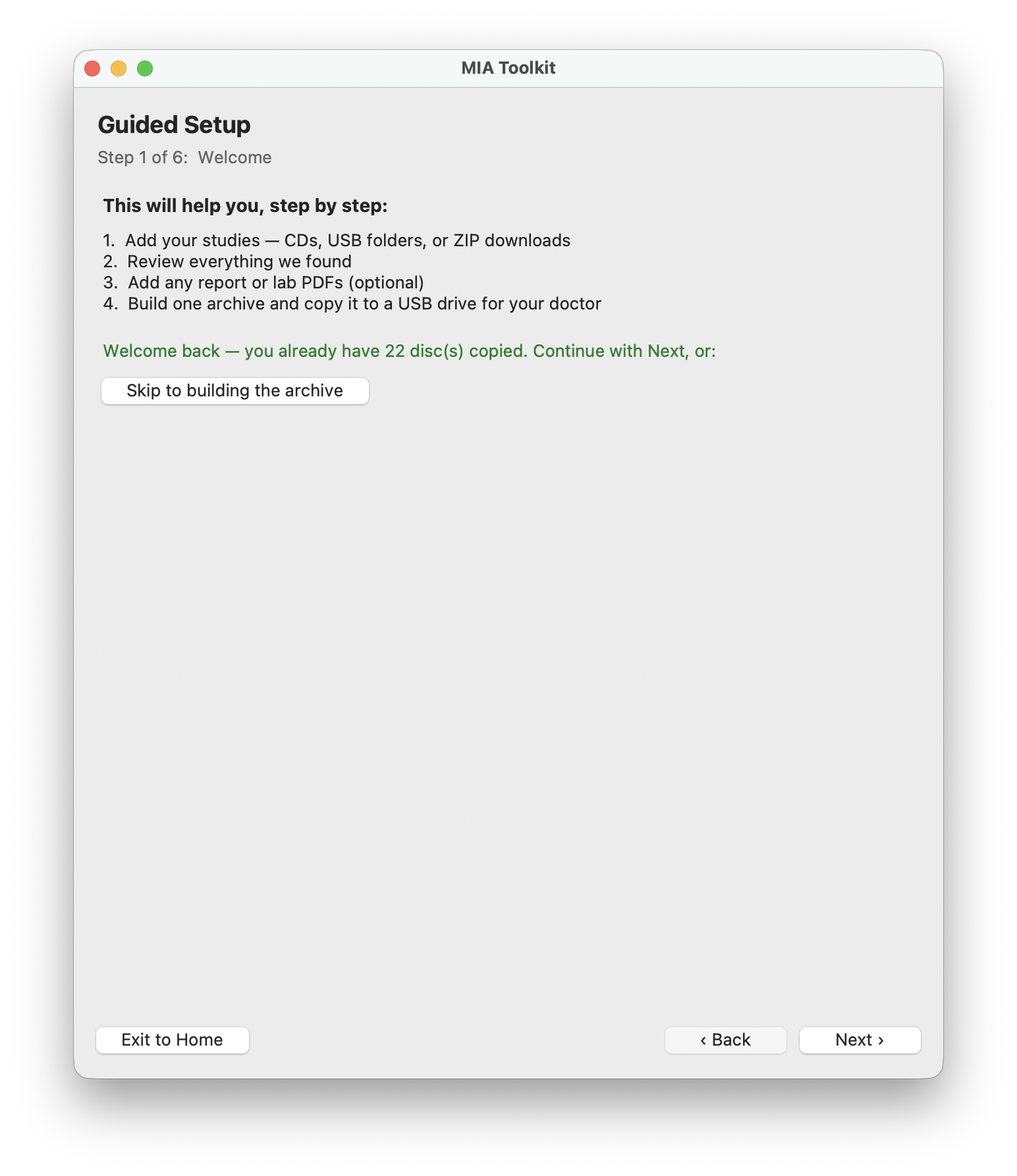 The Guided Setup welcome screen outlining the steps.